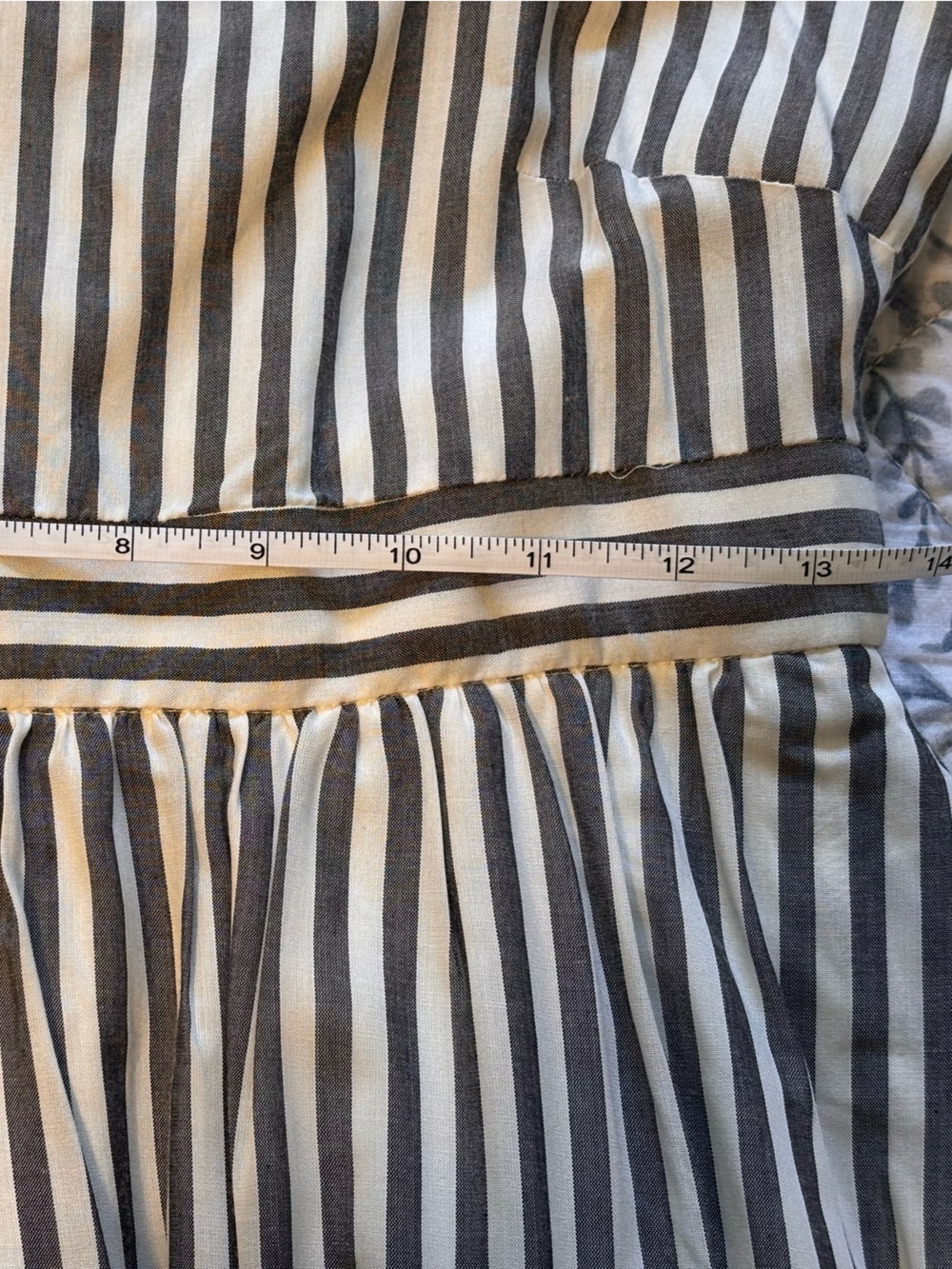 Madewell Ruffle Strap Lined Empire Dress Grey and White Stripes Women’s Size 0 - Picture 11 of 14
